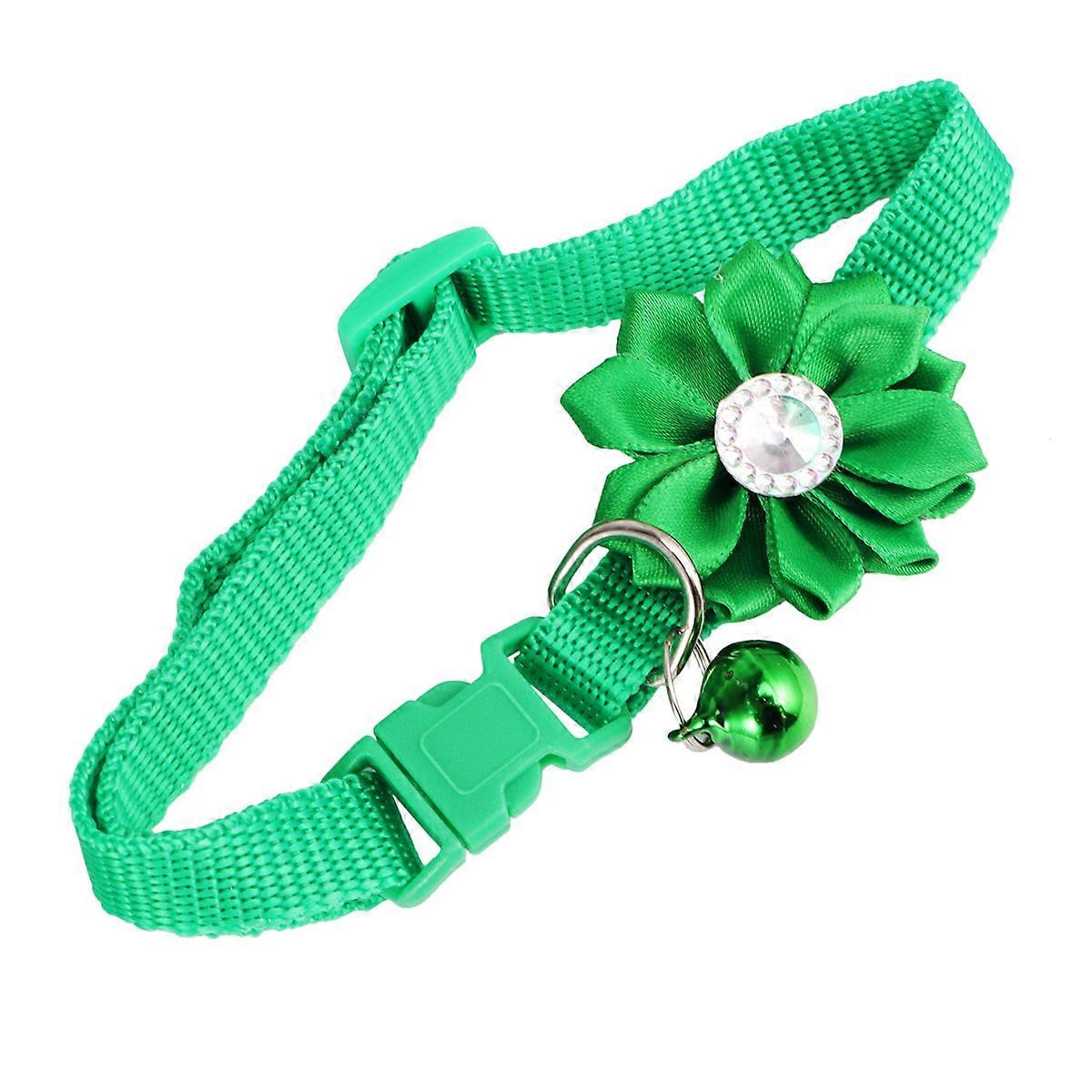 Pet Flower Neckchain Bell Collar for Pet Use 3Pcs Green