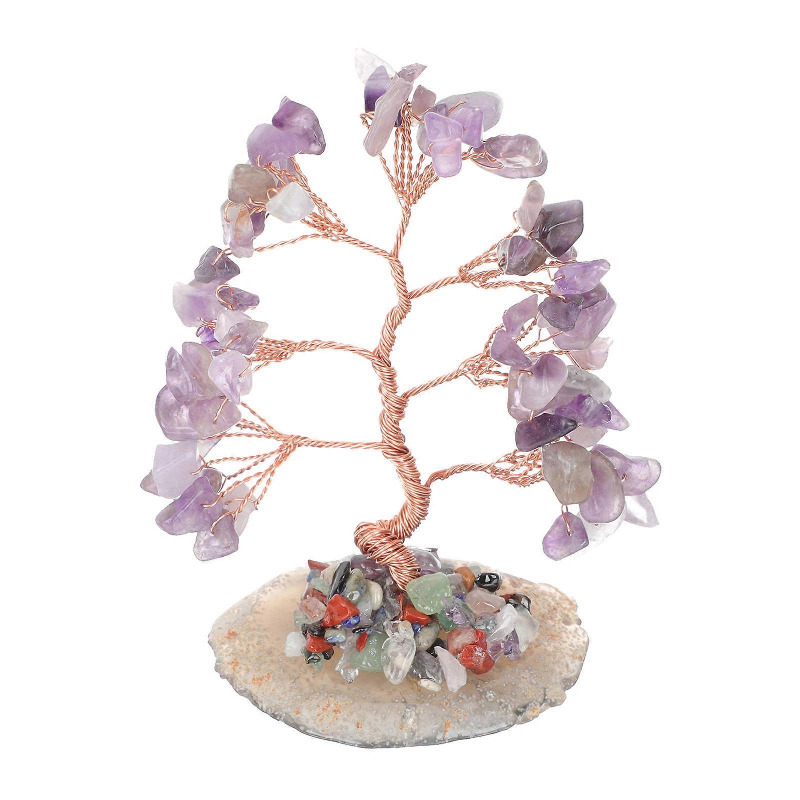Purple Crystal Tree Ornament for Office Decor with Design
