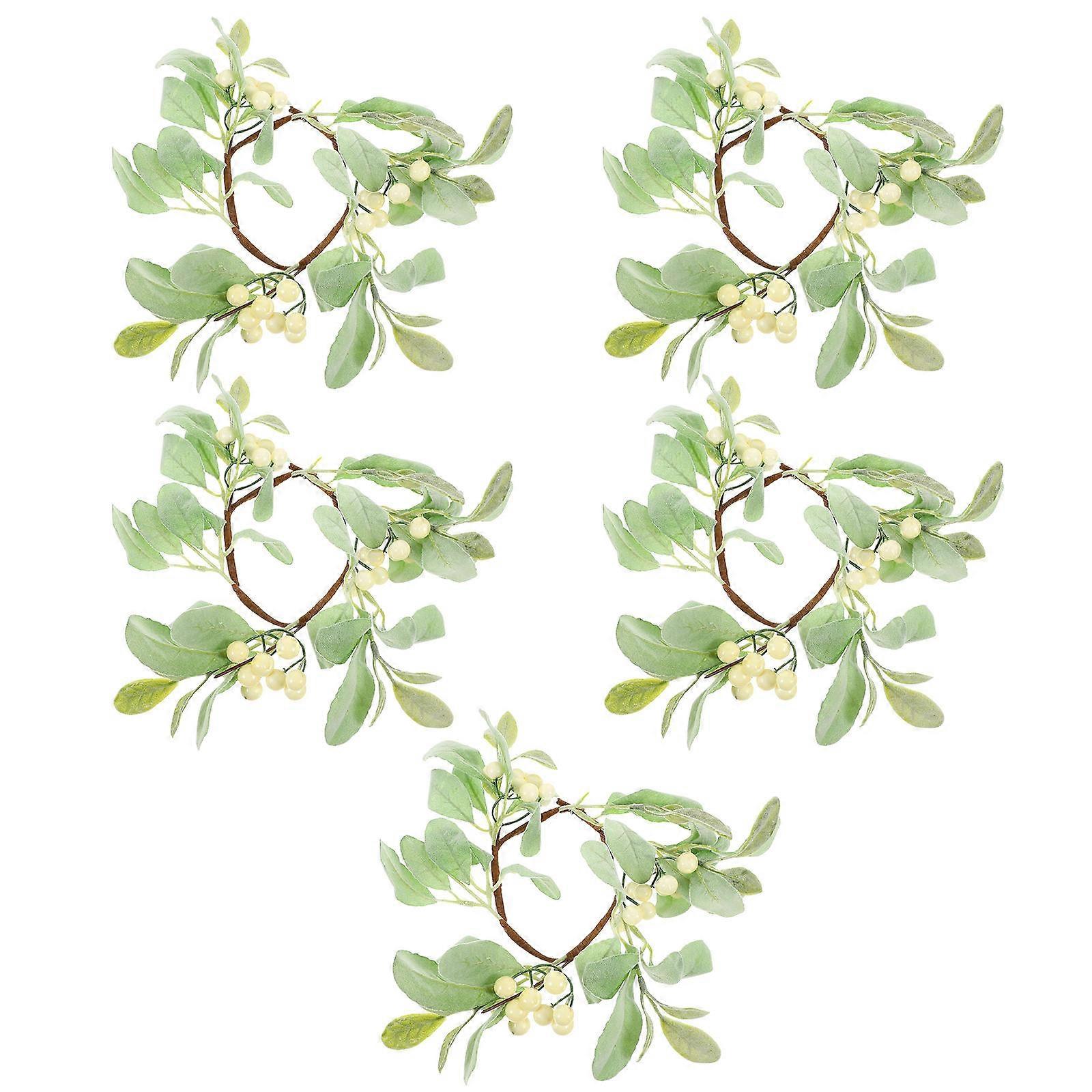 Taper Candle Rings Artificial Greenery Candle Wreaths for Decoration 10Pcs