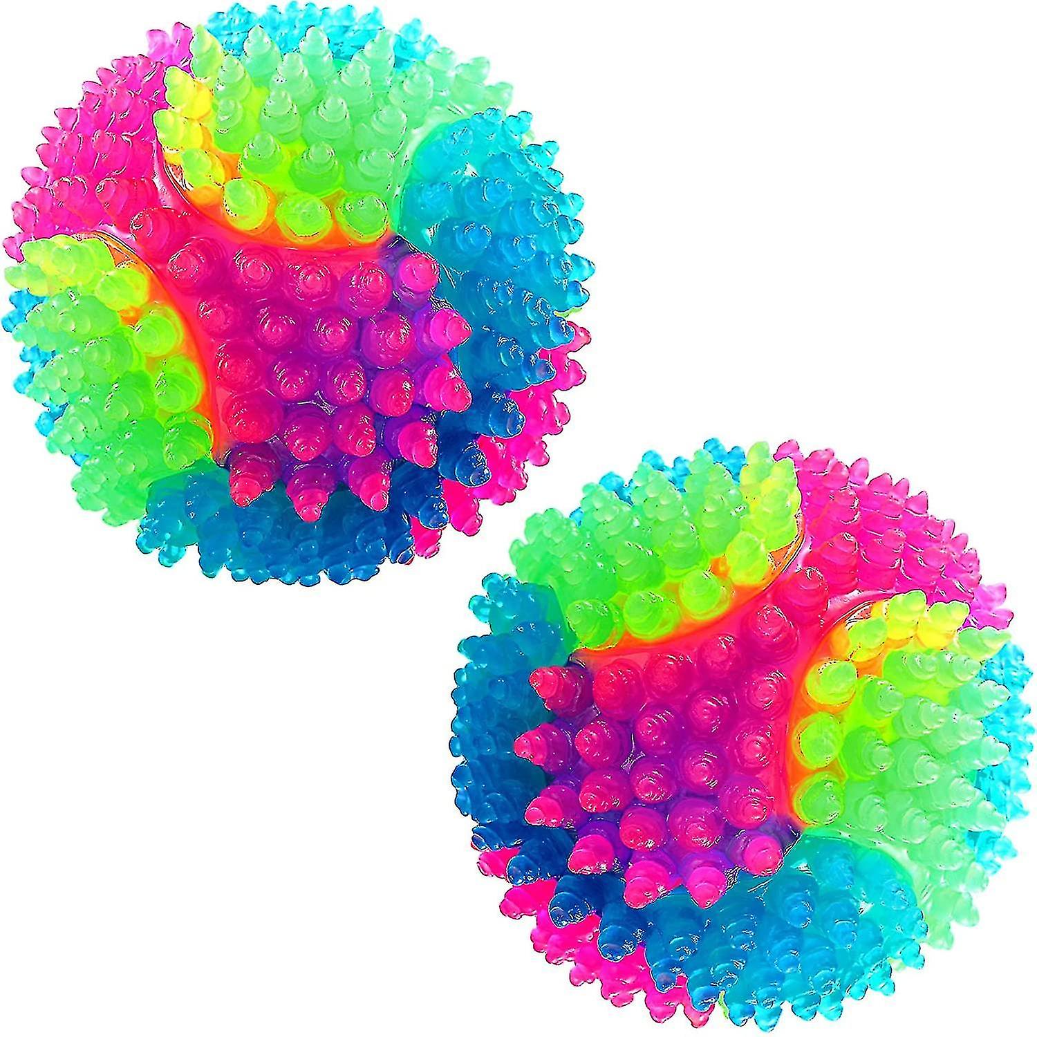 2pcs Light Up Dog Balls Led Flashing Spike  Pet Light Color Balls Interactive Pet Toys