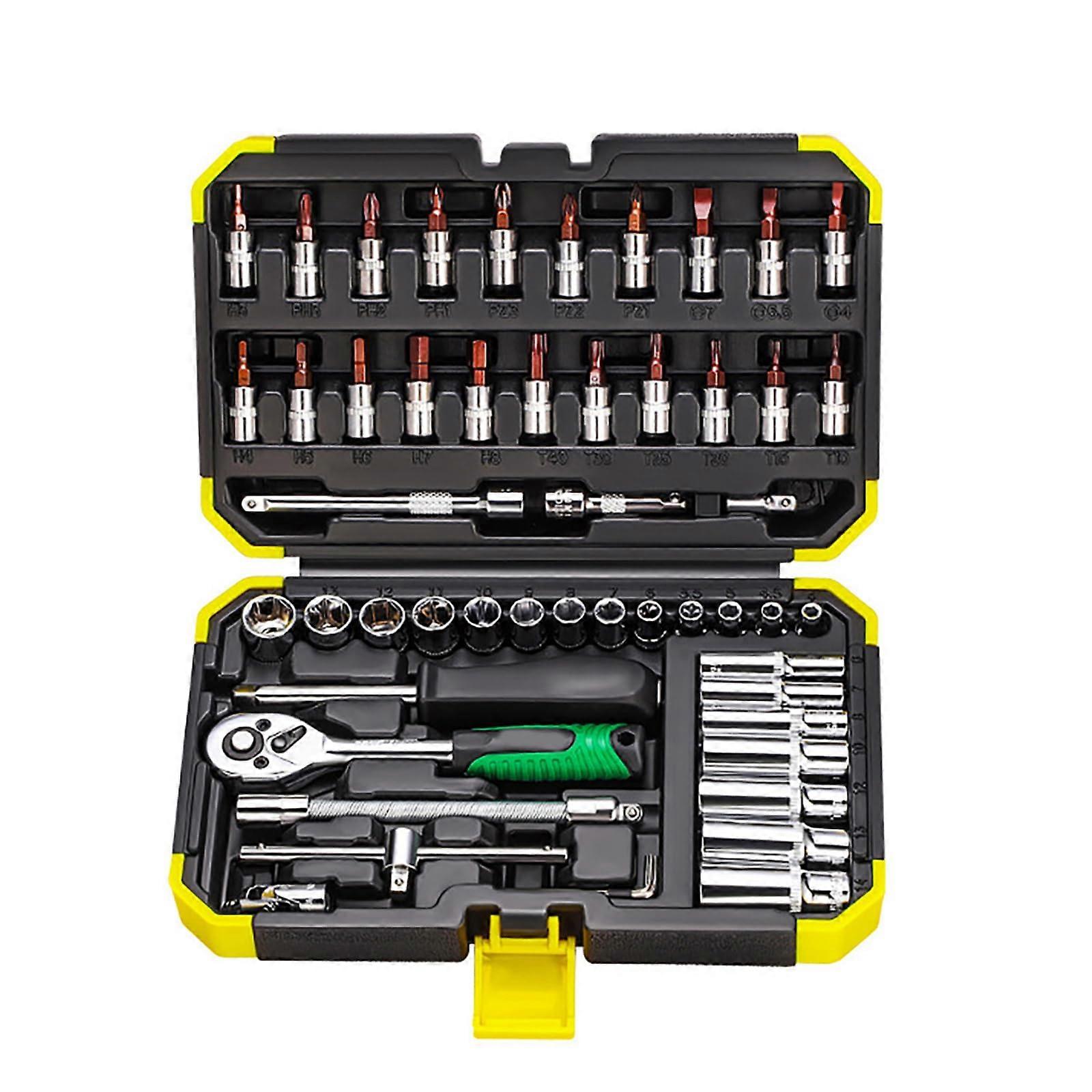 53 Piece Ratchet Wrench Set With 1/4Inch Socket And Extension For Needs