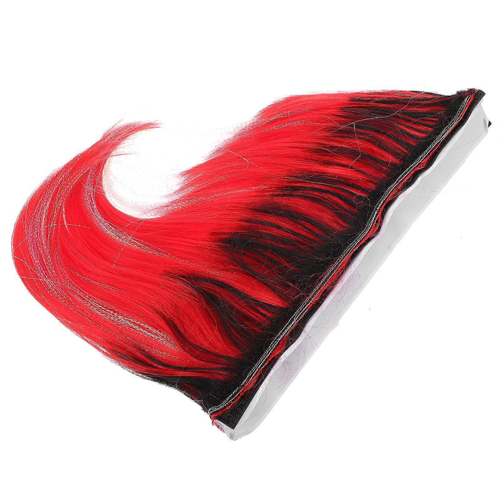 Motorcycle Wig Shape Hair Extension Easy Attachment Red 1Set