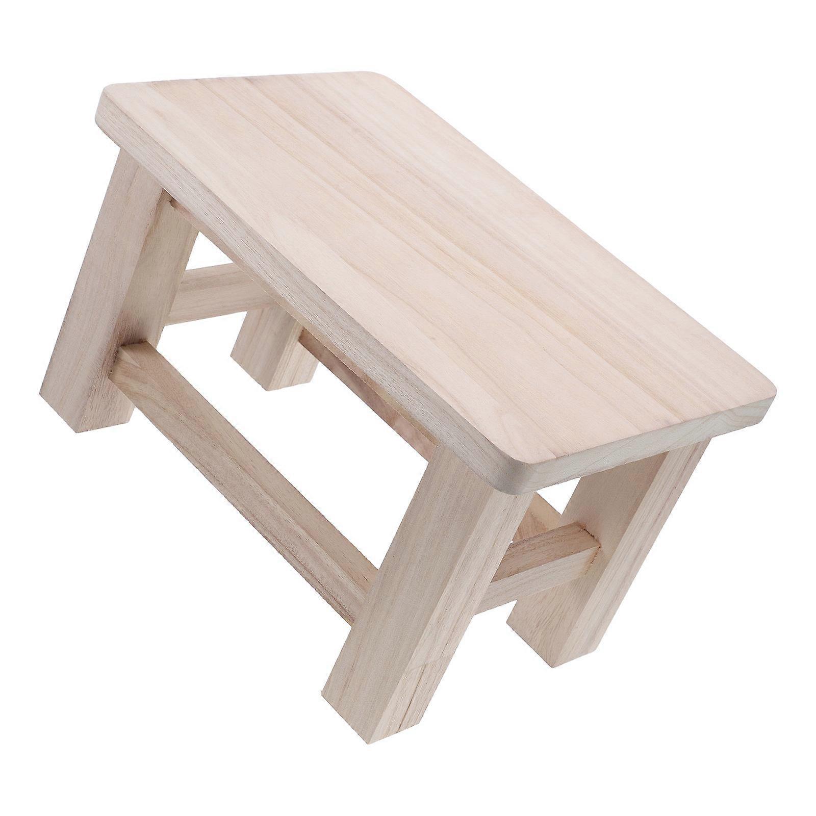 Beige Small Wooden Stool 2Pcs Stylish Plant Stand Designed For Home Space Saving Indoor Use Providing Durability And Comfort