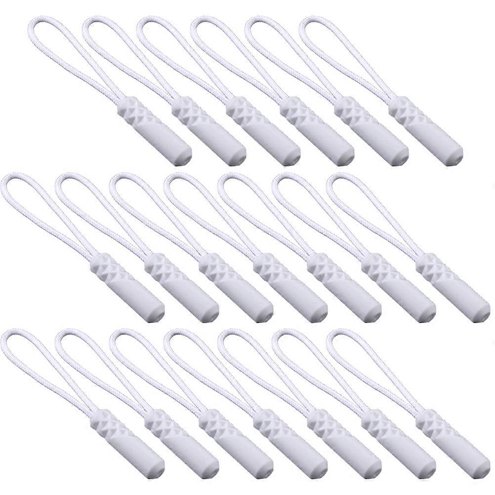 Zipper Pull Rope Cylinder Head Zipper Puller for DIY Use 40Pcs White