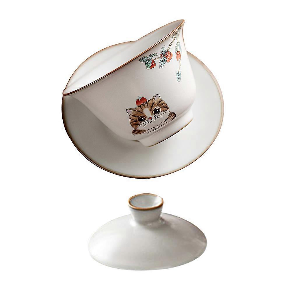 Chinese Style Tea Bowl Kung Fu Teacup for Tea 2Sets Ceramic Cups