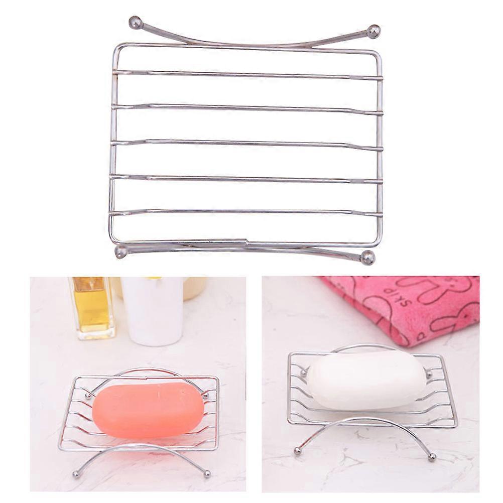 Soap Drain Rack Stainless Steel Soap Box for Storage 2Pcs Silver