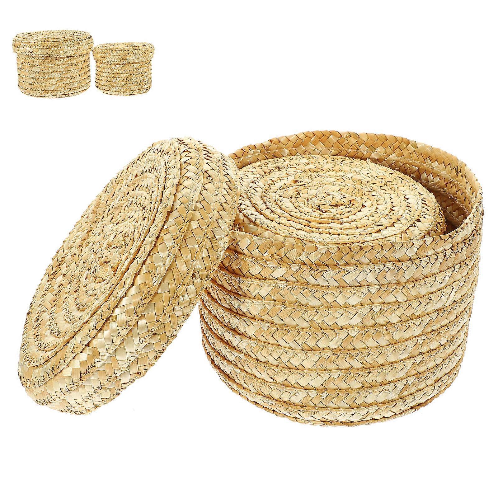 Wheat Straw Basket for Kitchen Storage Basket 4Pcs Beige Set