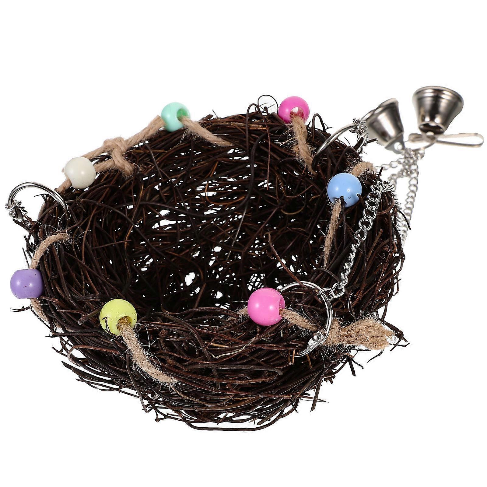 Rattan Bird Nest Hanging Parrot Swing Toy for Storage Use