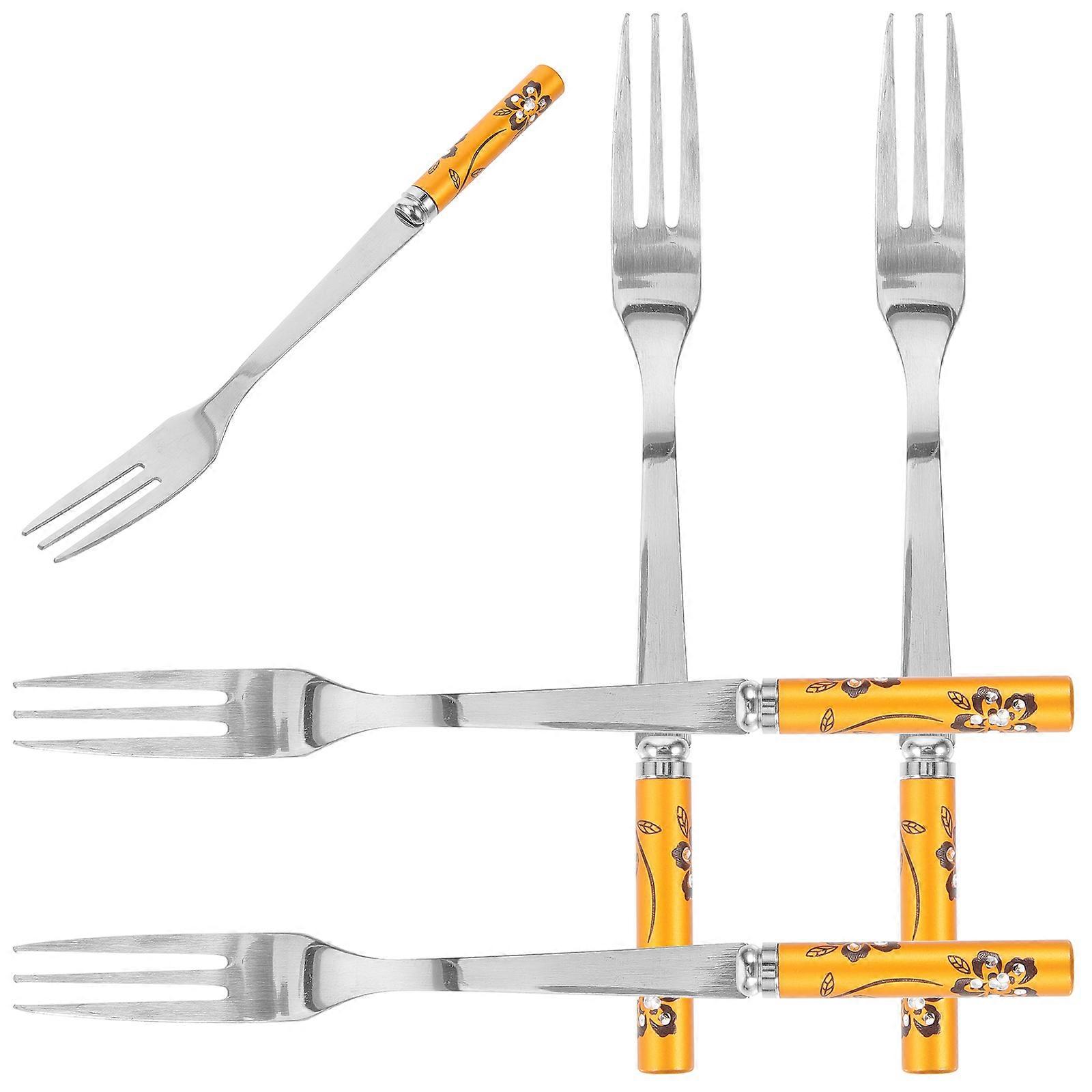 5Pcs Tableware Fruit Forks for Household Cocktail Use in Assorted Color Stainless Steel Material