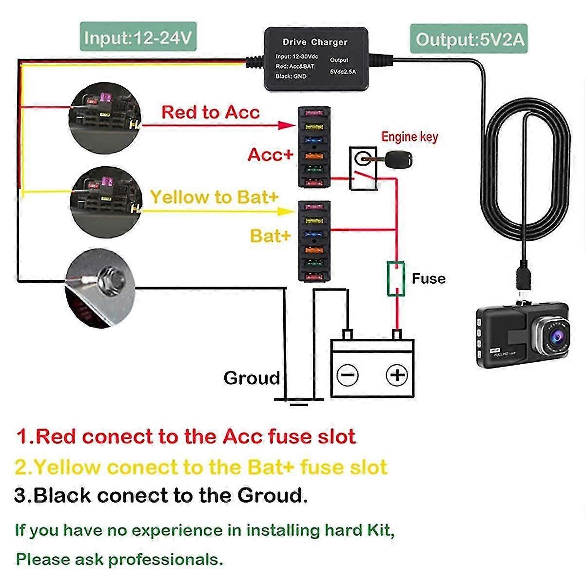 Pysäköinninvalvontakaapeli 4K A800S A500S D06 D07 D08 M300 kovajohtosarja UP02 auton DVR 24H Pa