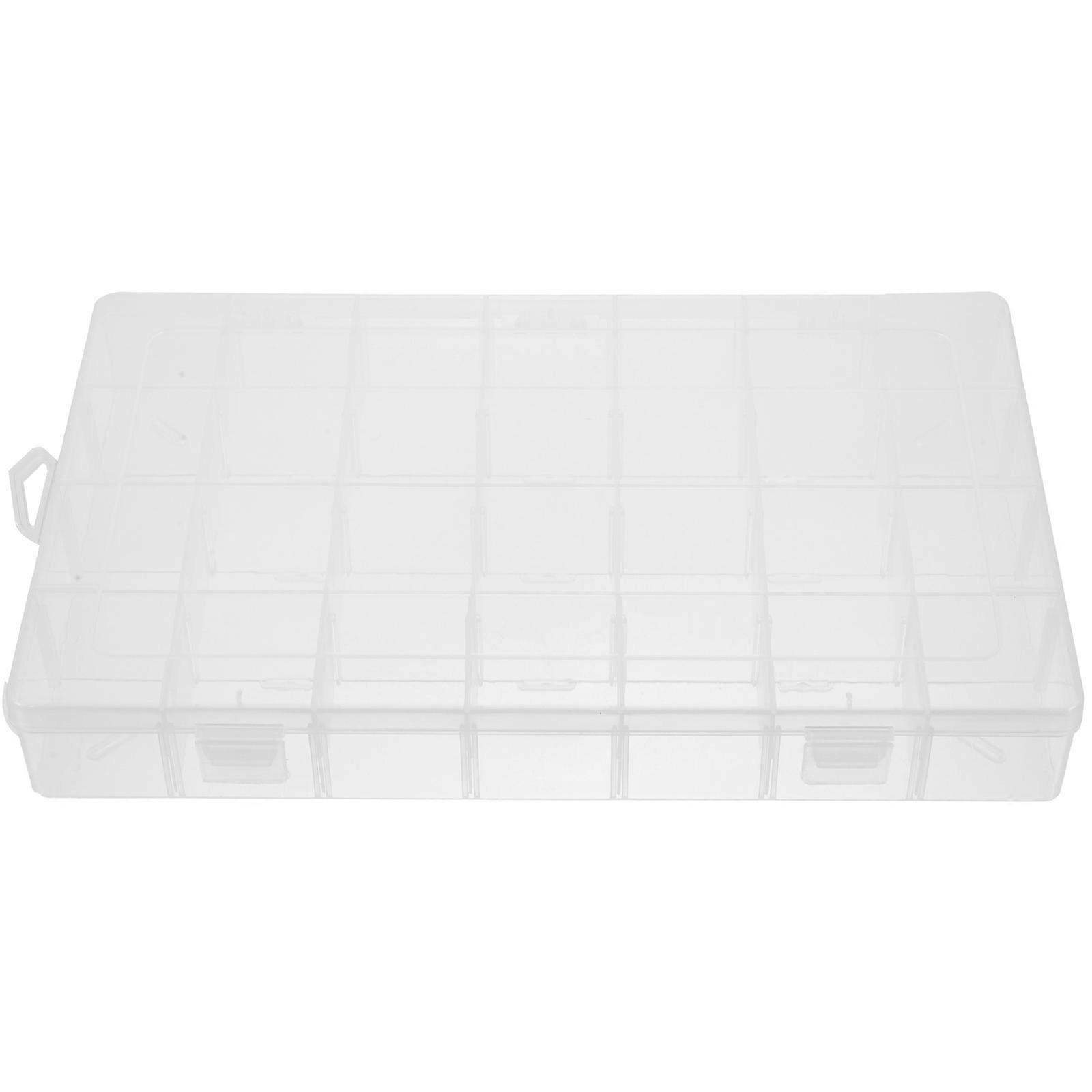 Clear Plastic Container Jewelry Organizer for 28-Grid Adjustable Storage Box