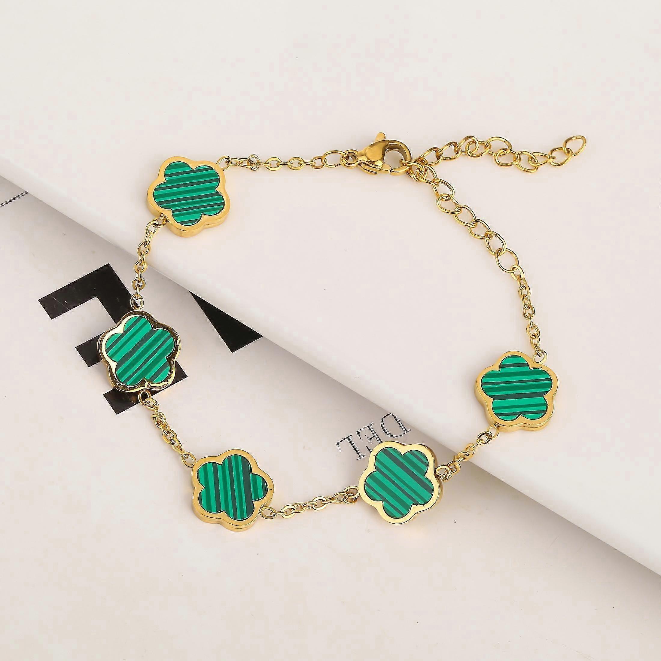 2025 Justerbart nytt design forgylt rustfritt stål 316L planteblomsterarmbånd med fembladede kronblader luksusgaver til kvinner kløver