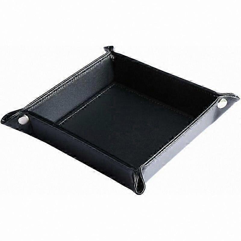 Black Leather Tray for Keys, Coins, Wallets, and Accessories Storage Organizer
