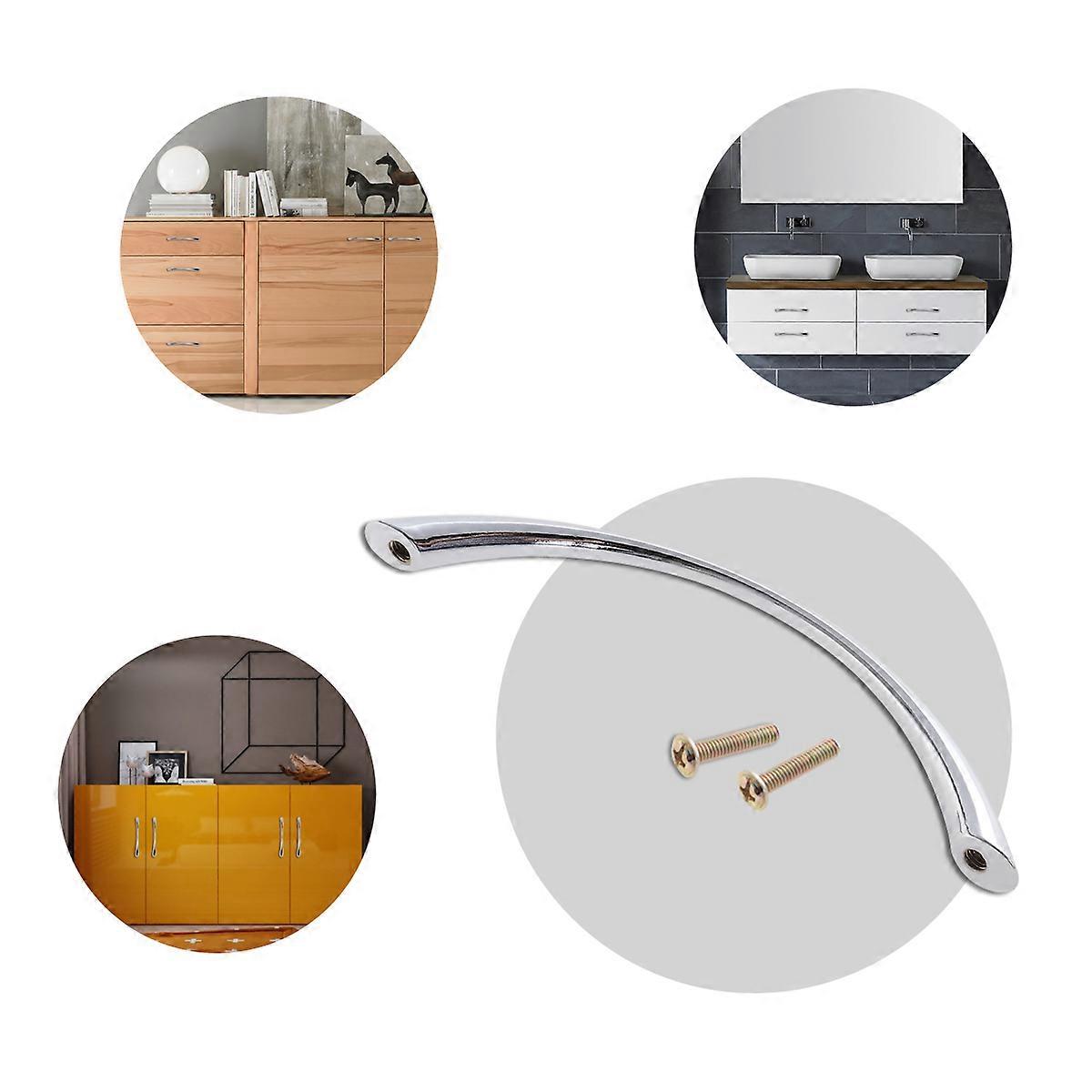 Arc Shaped Pull Handles For Kitchen Use 4.3 Inch Silver Cabinet Drawer Door Knobs 30Pcs