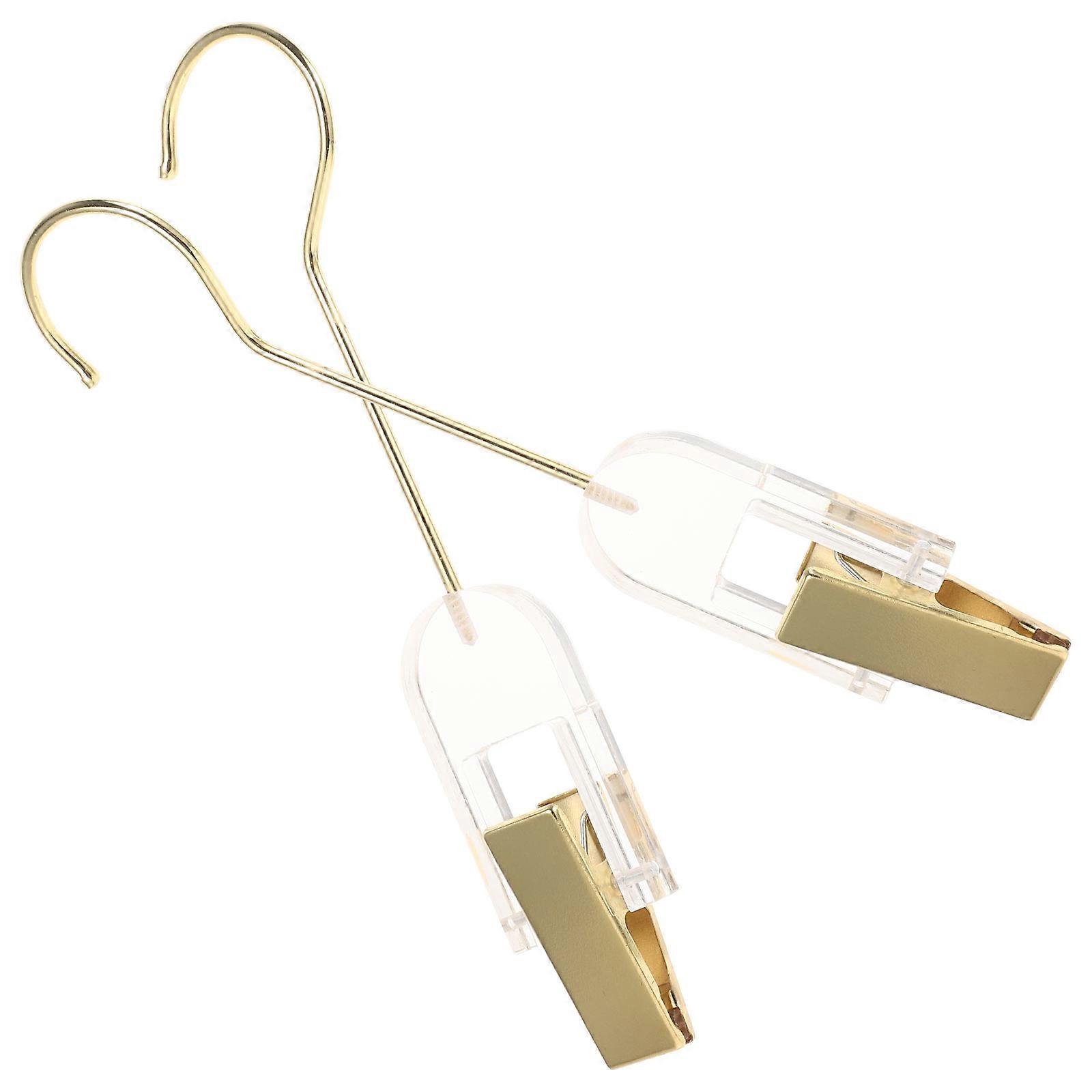 Heavy Duty Hanging Clothes Clips Hook 8Pcs Golden Multi-Function Set