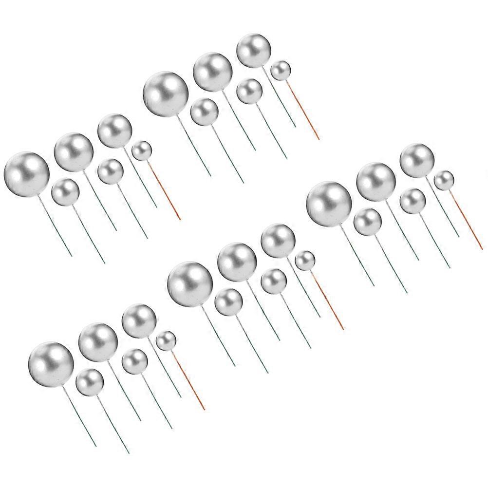 120Pcs Silver Ball Shaped Cupcake Toppers for Decorative Cake Use