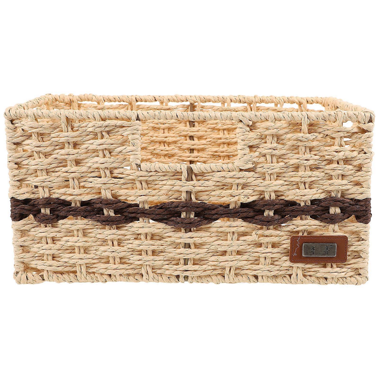 2Pcs Multi-Functional Woven Storage Basket with Handle for Storage