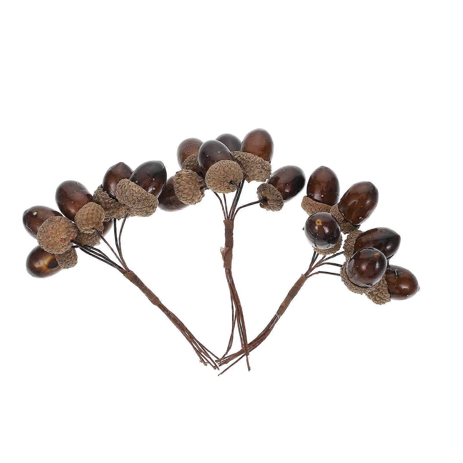 Simulation Pine Nut Bouquet for Decor Brown Pine Nut Ornament 15Pcs
