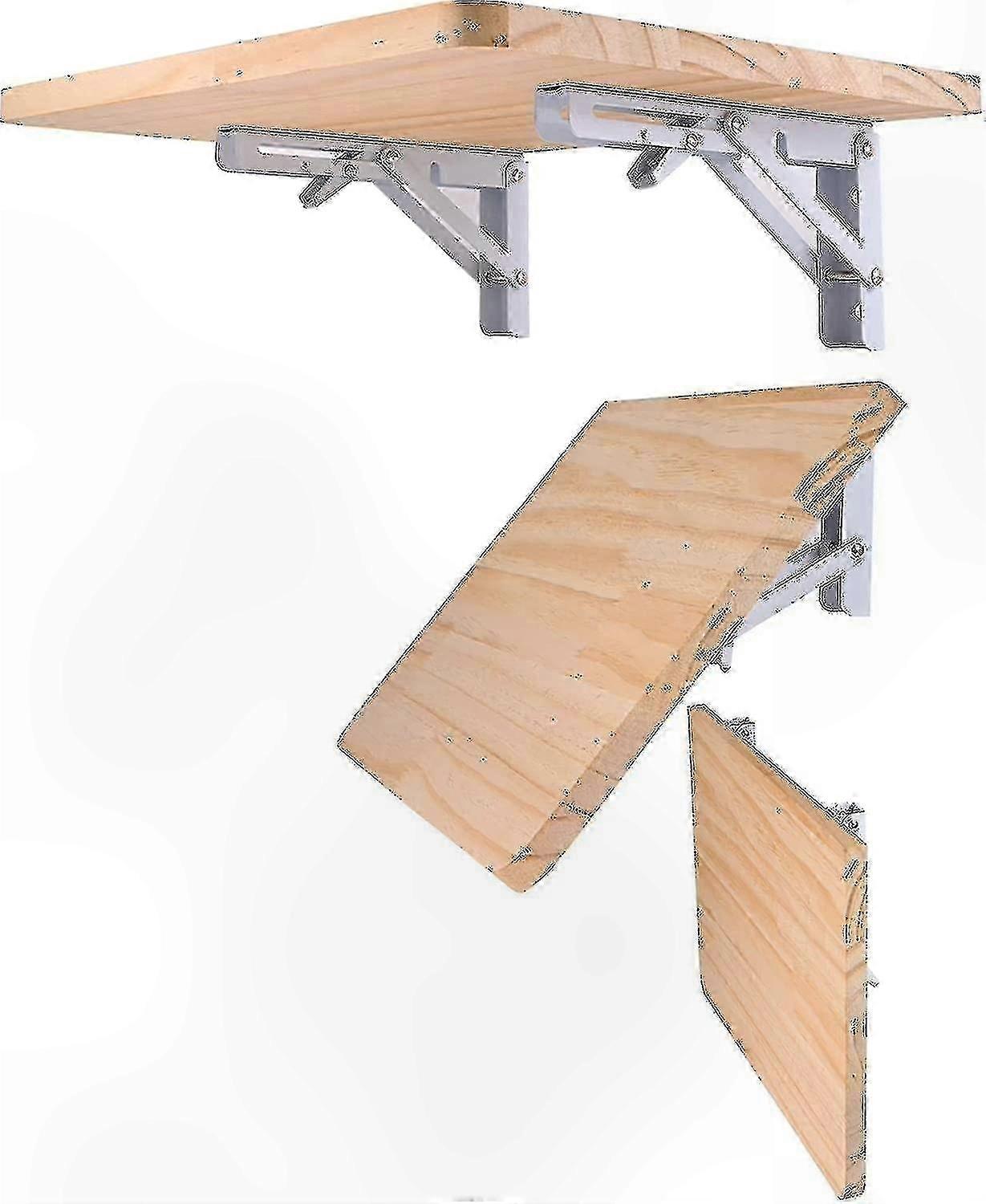 Durable Folding Shelf Brackets, 2-Pack Metal Triangle Hinges for Wall-Mounted Tables, Space-Saving Design for DIY Projects