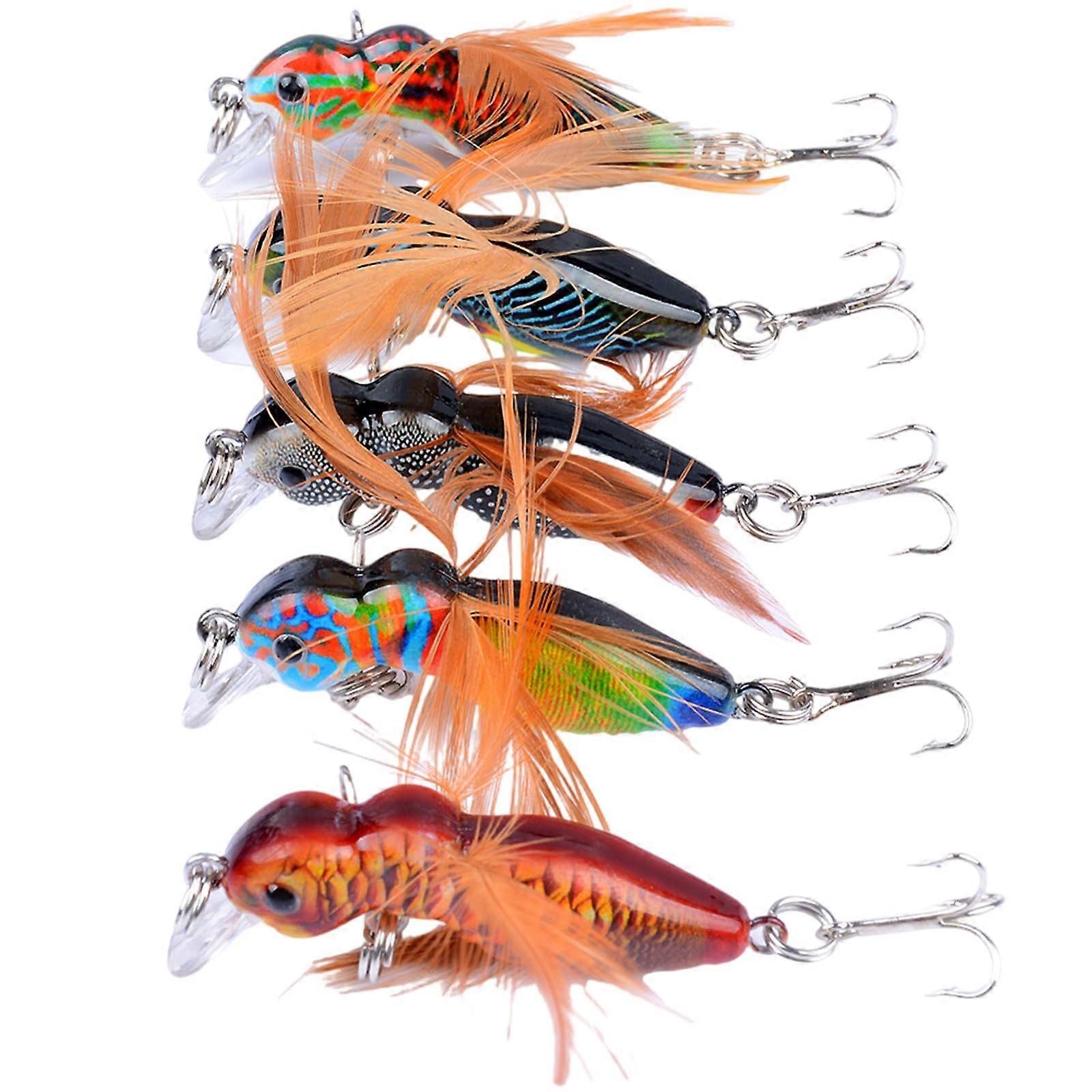 Minnow Fishing Lure 5Piece Set Simulation Ants Tassels Topwaters Wobblers Crankbait Hard Baits With Treble Hook