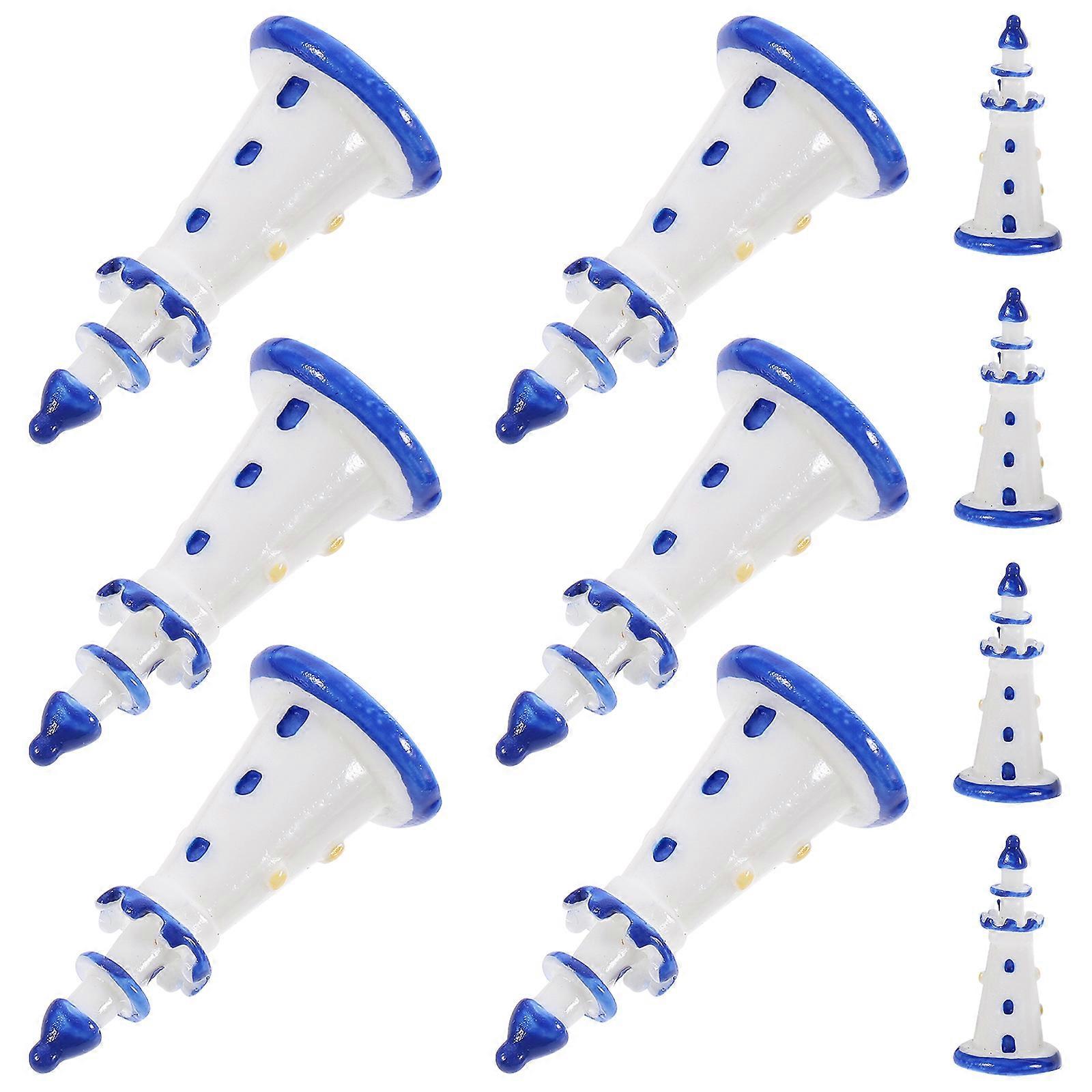 Resin Lighthouse Decor Mini Lighthouse Model for Decoration 30Pcs Blue
