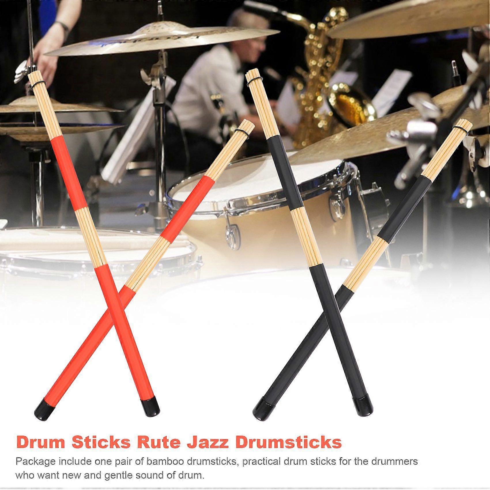 2 Pairs Drum Sticks Brushes Rute Jazz Drumsticks