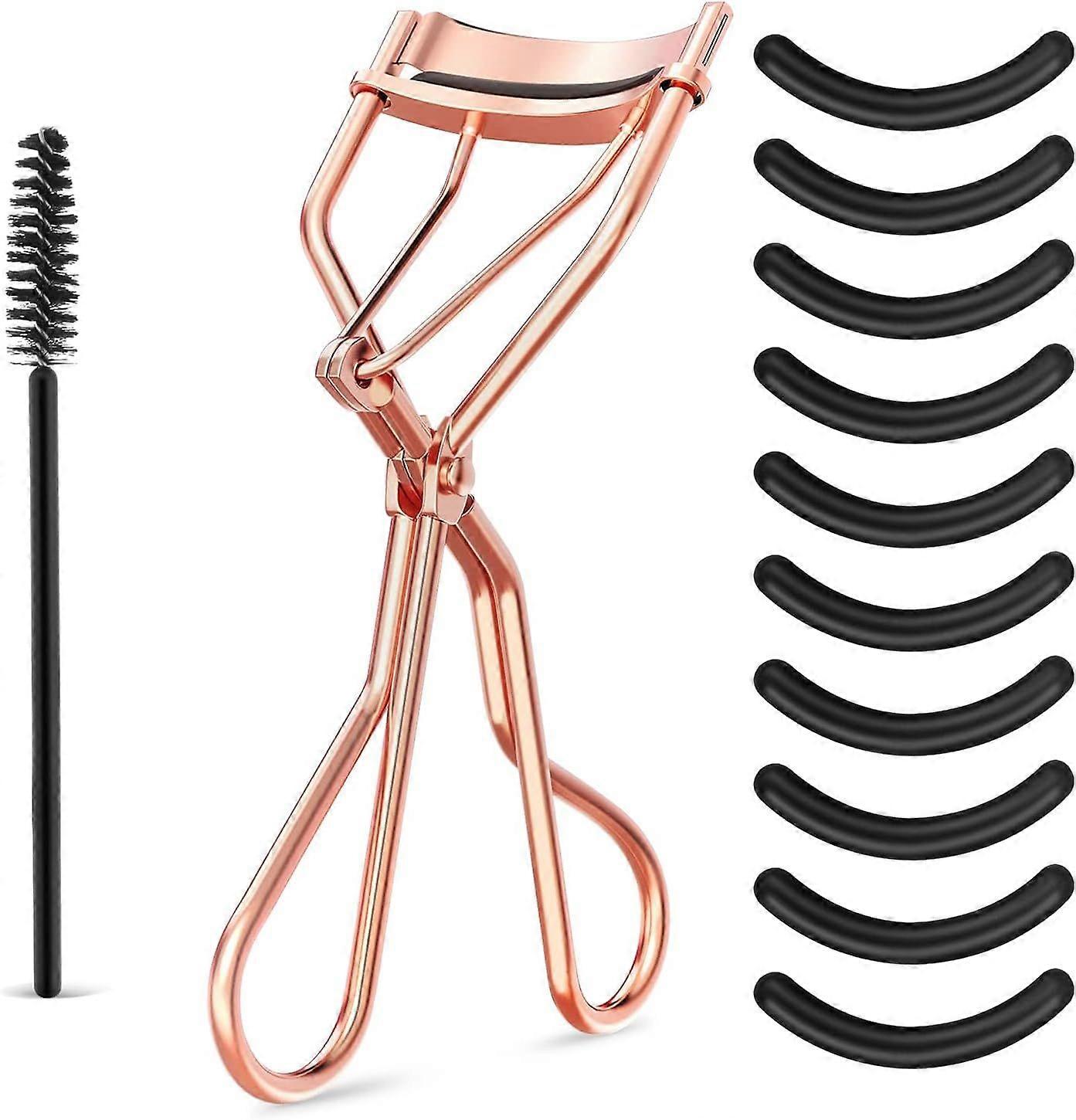 WLLHYF Eyelash Curler Kit Beauty Eyelash Comb with 10 Black Silicone Refill Pads and 1 Mascara Brush Metal Eyelash Separator Universal Lash Curler Mak