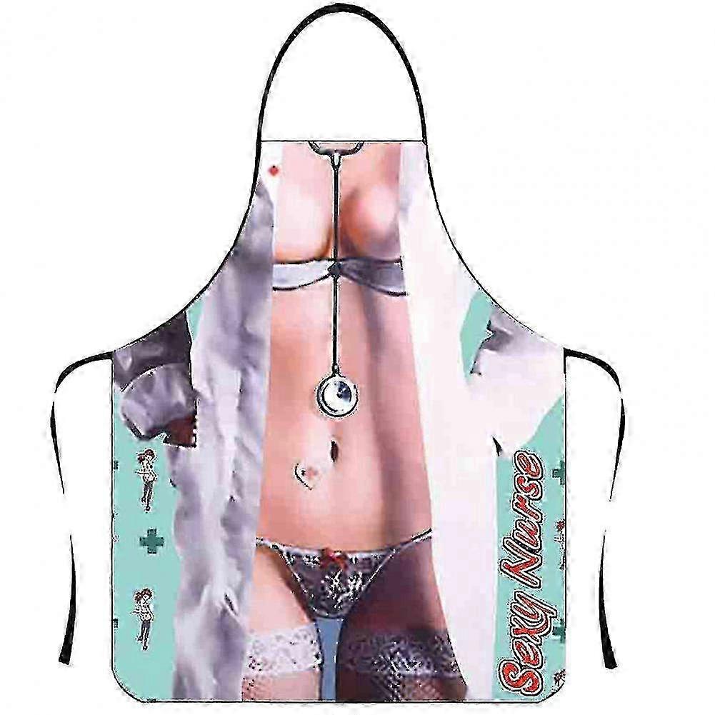 2025 Funny Apron Personality Novelty Clear And Real Image Sleeveless Strap Waterproof Polyester Muscular Man Kitchen Apron