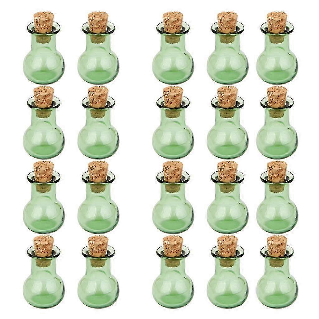 25-26 10 Glass Cork Bottles Flat Base Jars