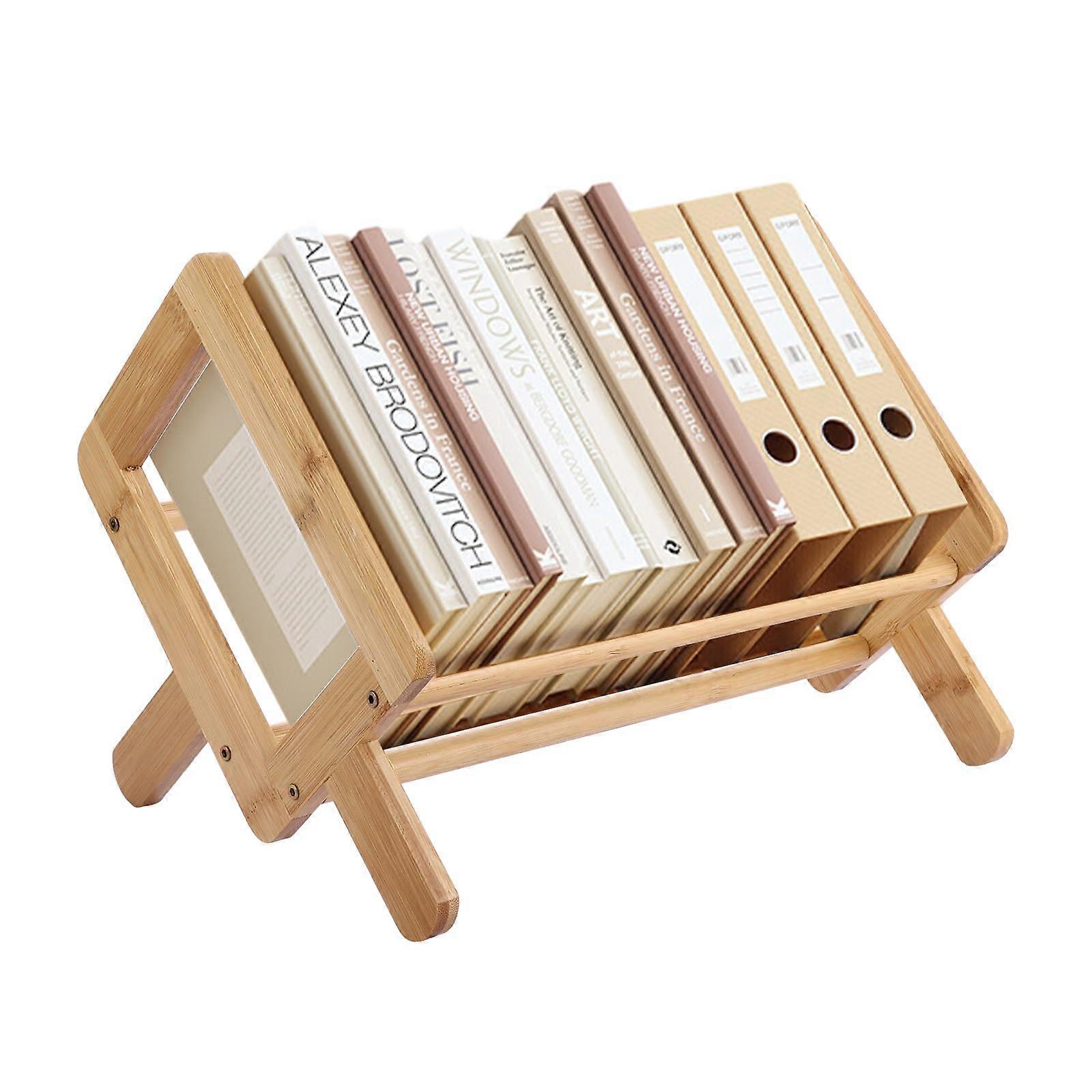 Bamboo Desktop Bookshelf Set Of 2 33X21X24.5 CM Compact Wooden Storage Organizer Desktop Display Rack For Room Dorm