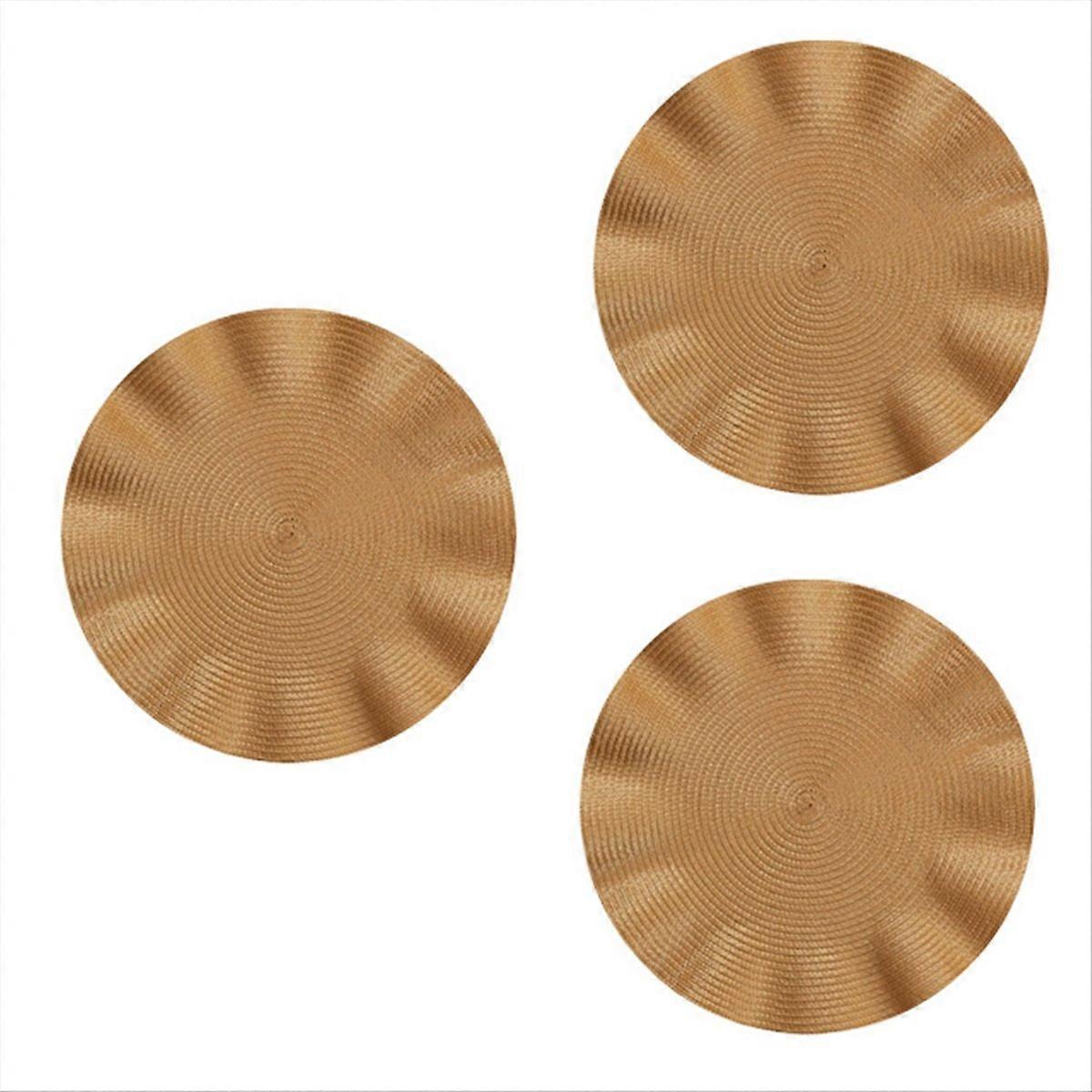 Wave Round Placemat, Round Anti-scalding Mat,Kitchen Table Mat,Gold