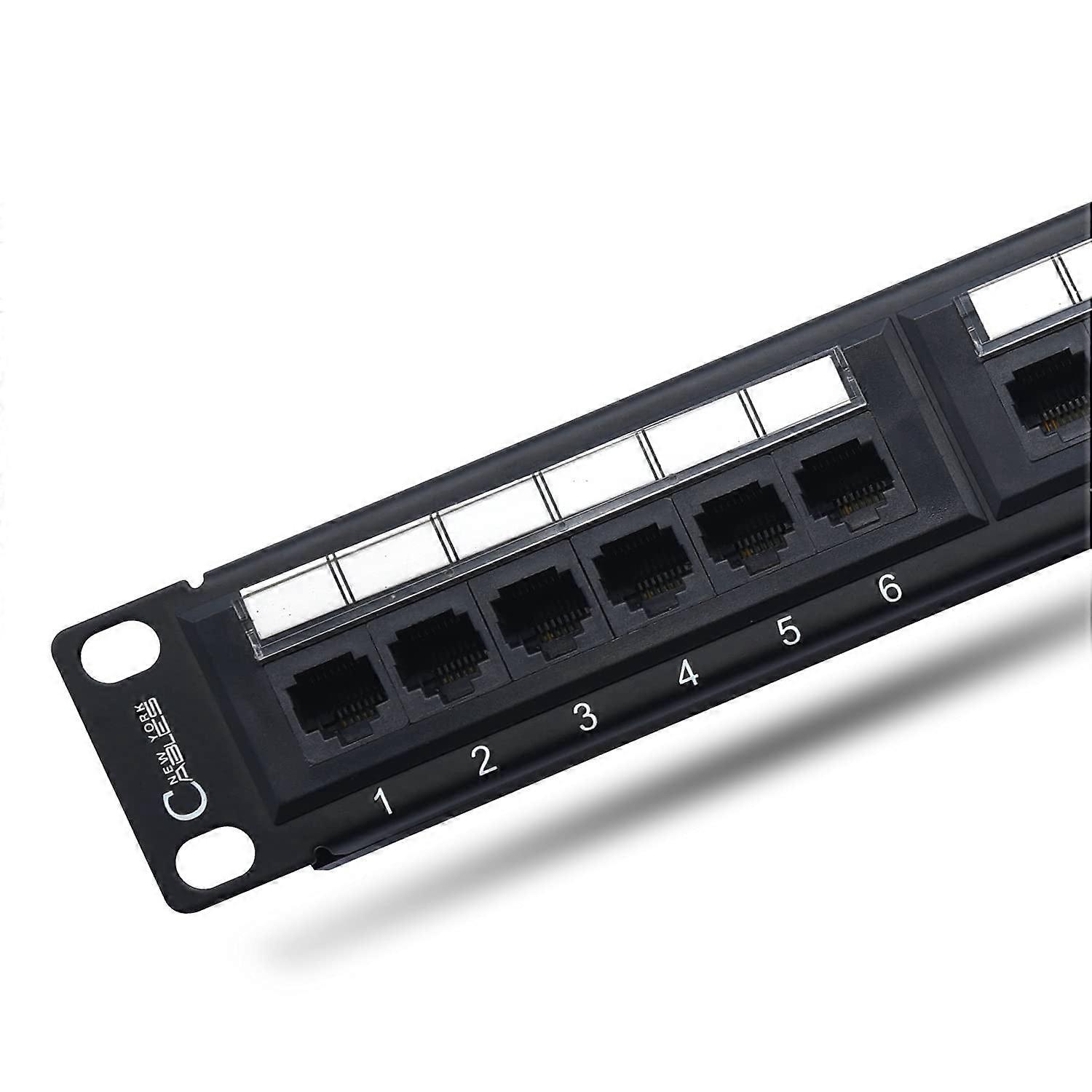 24 Port Patch Panel Cat6 | 1U Rackmount or Wall Mount 10-Gigabit Ethernet Punch Panel 568A/B Compatible