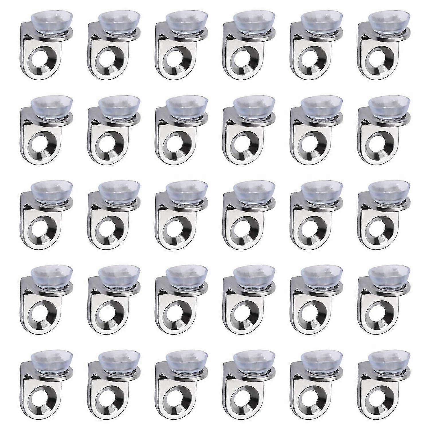 Glass shelf brackets with sucker for kitchen, 30 pieces right angle fixing supports