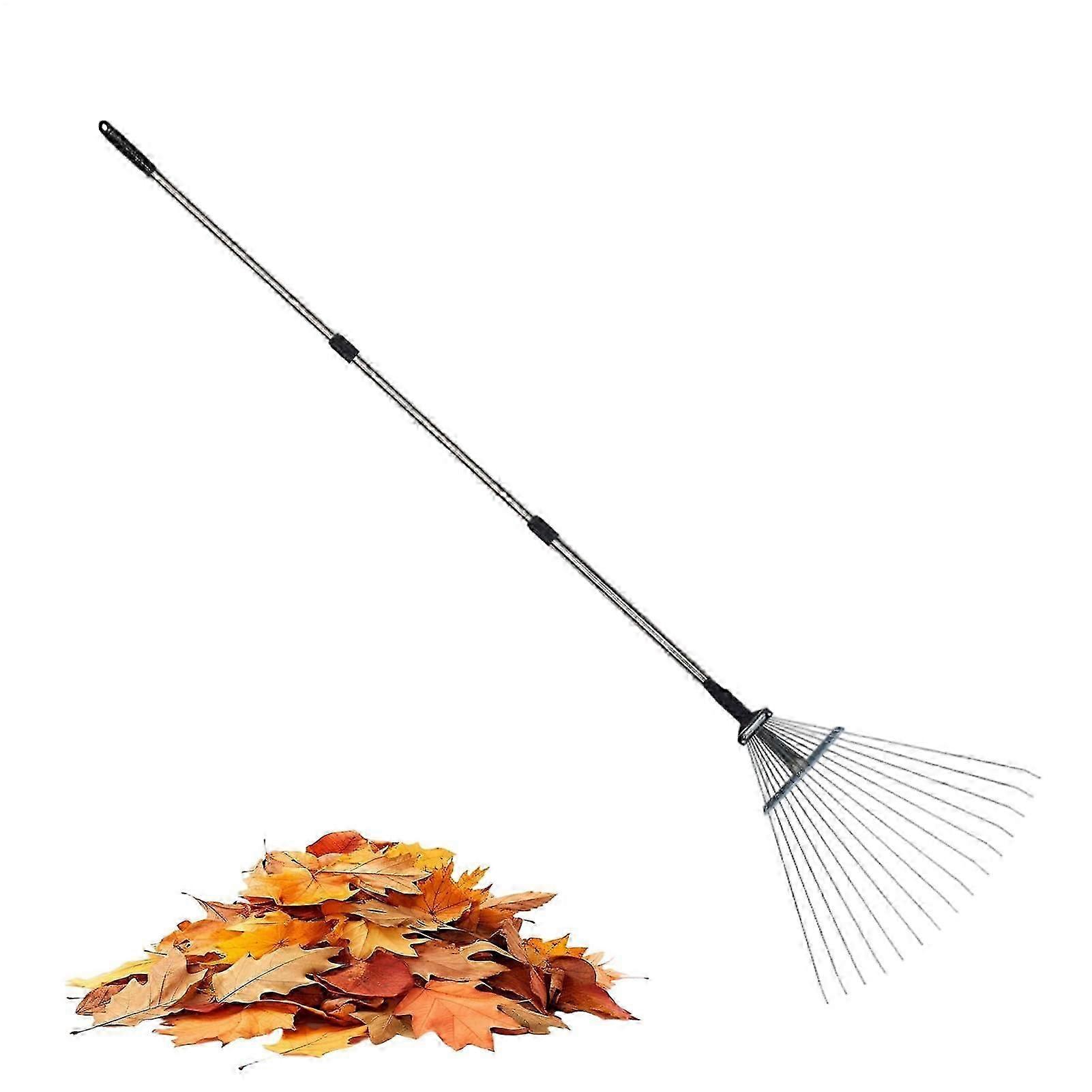 Rake for Lawns, 15Tine Hand Rake for Grass Efficient Weed Removal Tool