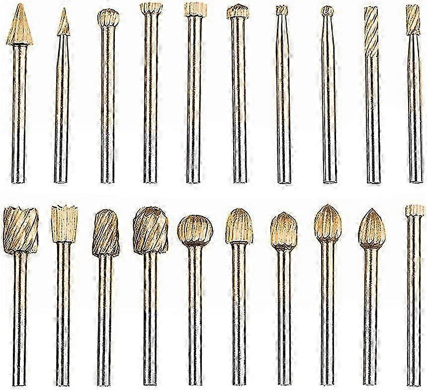 Rotary Bits Burr Set with 1/8"(3mm) Shank, Head Tungsten Carbide HSS Rotary Burr Set Power Rotary Tools for DIY Woodworking, Carving, Engraving, Drill