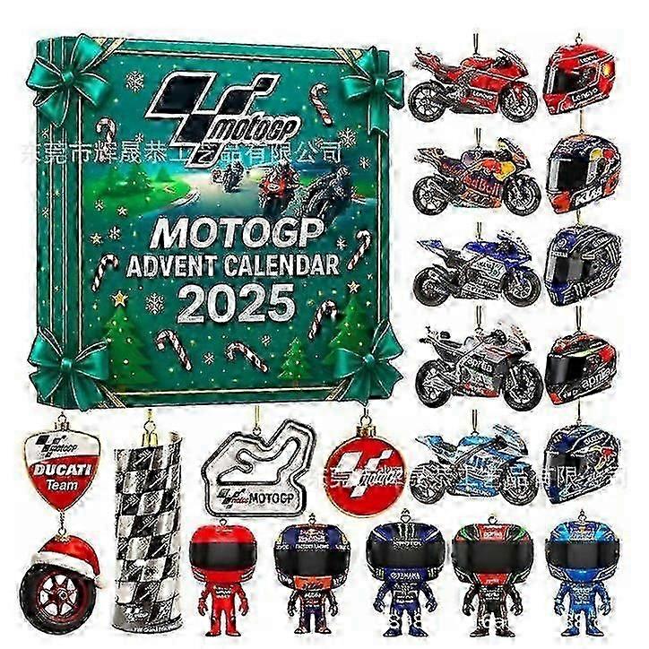 Ημερολόγιο Μοτοσικλέτας Advent 2025 - Δώρο αντίστροφης μέτρησης 24 ημερών για τα Χριστούγεννα, διασκεδαστικό δώρο για λάτρεις και αναβάτες μοτοσικλέτας, 2D ακρυλική μοτοσικλέτα, διακόσμηση διακοπών