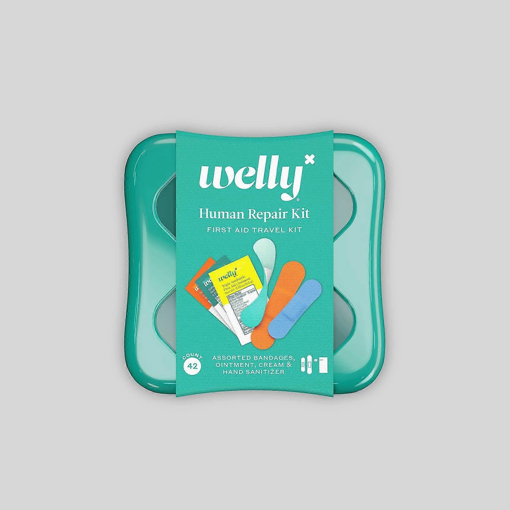 Welly Human Repair Kit, Travel First Aid Kit With Bandages & Ointments, 42 Ea
