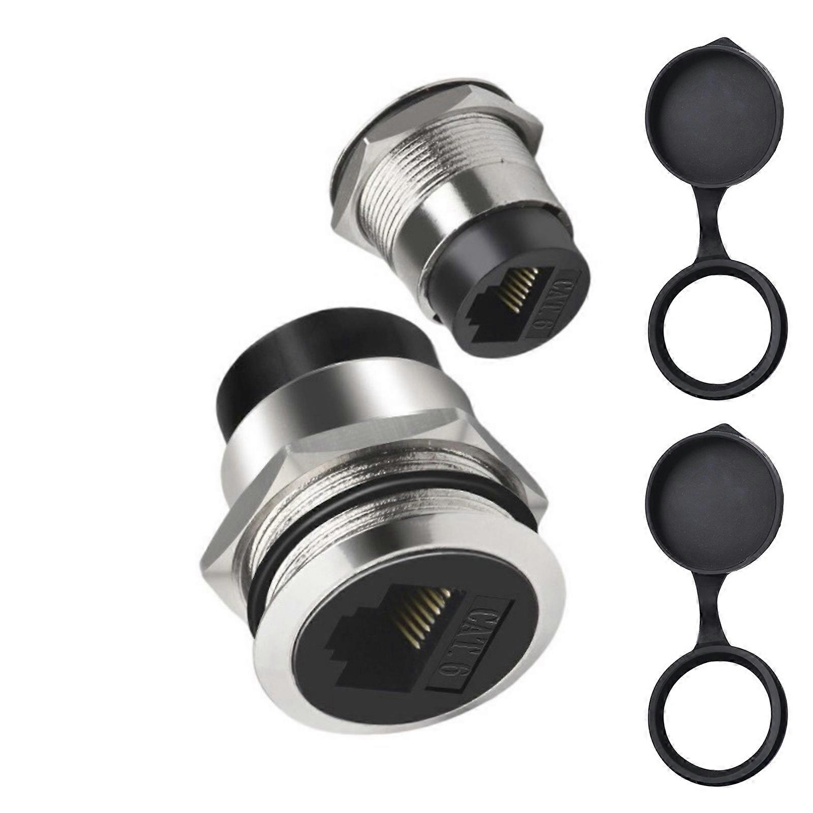 RJ45 Cat6 Panel Mount Connector Adapter RJ45 Female to Female Through Module with Thread Networking Ethernet Extension  Silver