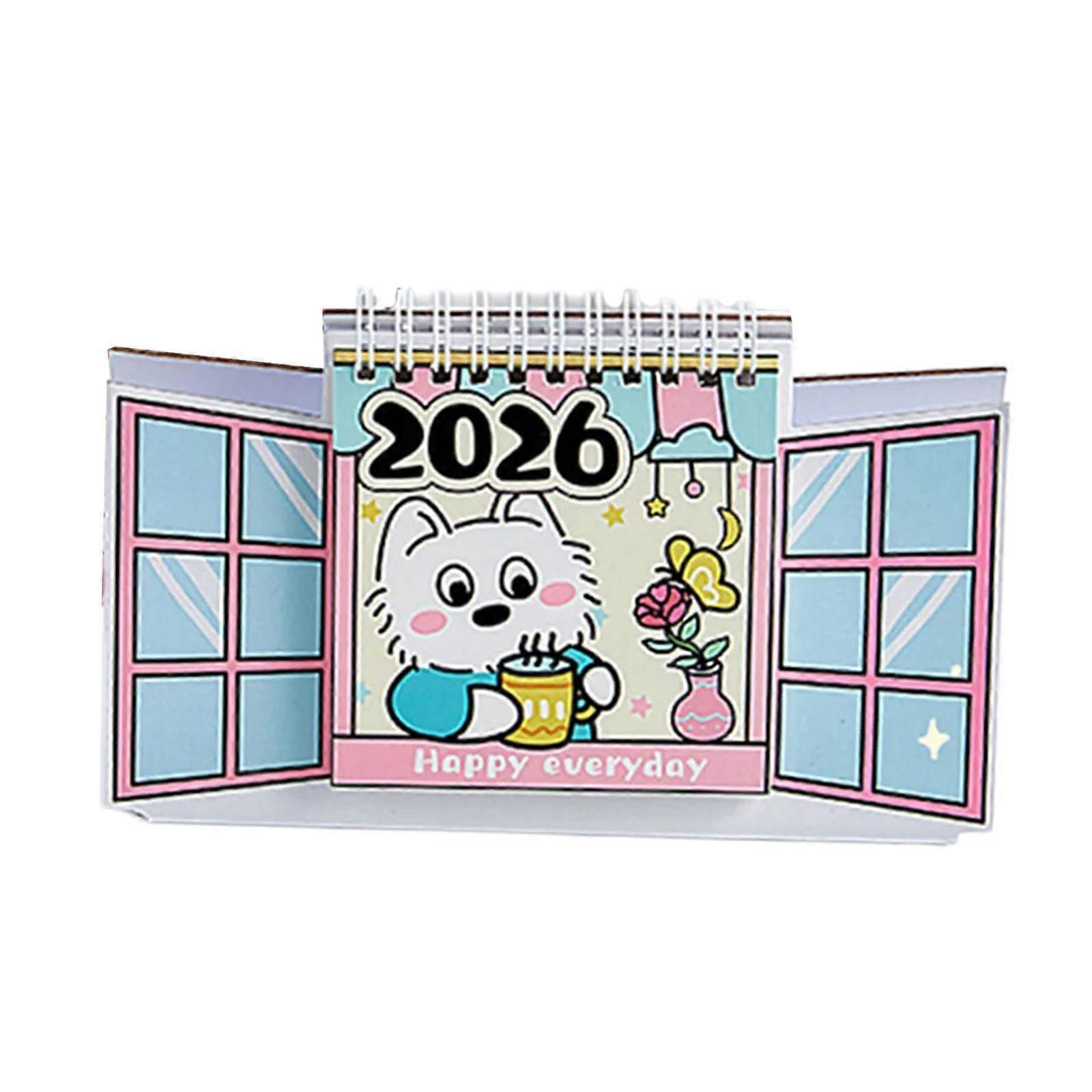 2026 Desk Calendar Desktop Ornaments Lucky Dog Office Calendar Standing Flip Calendar For Daily Tasks Multicolor