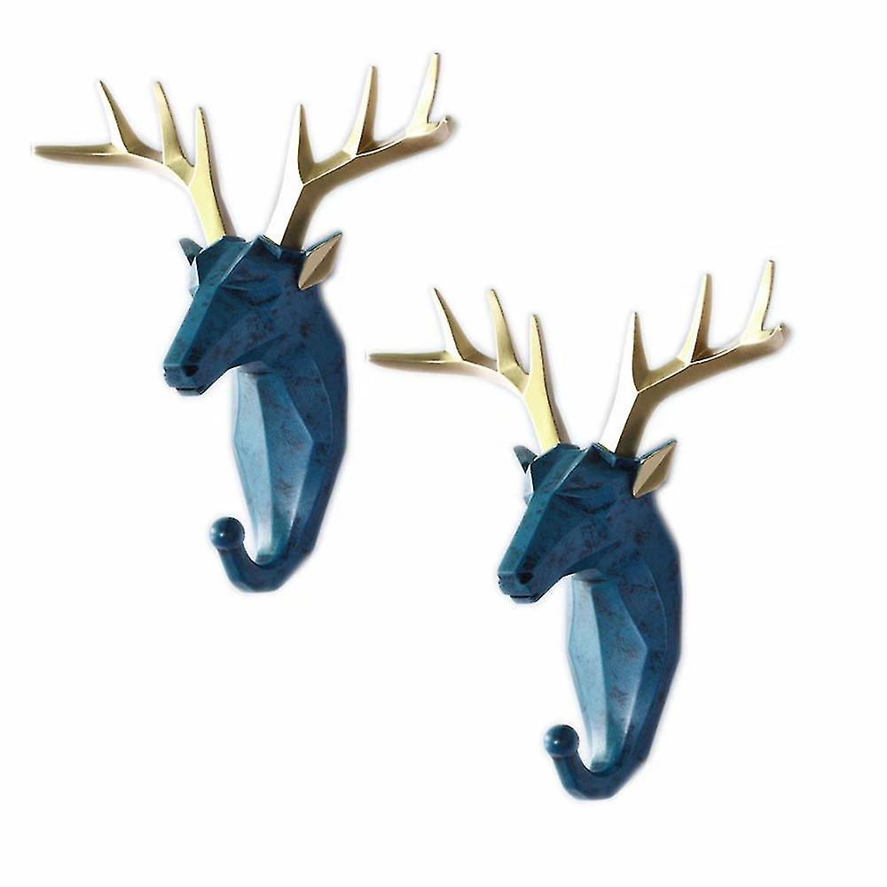 Punch-free Animal Key Coat Hooks 2 Τεμάχια ρετρό Blue Deer)