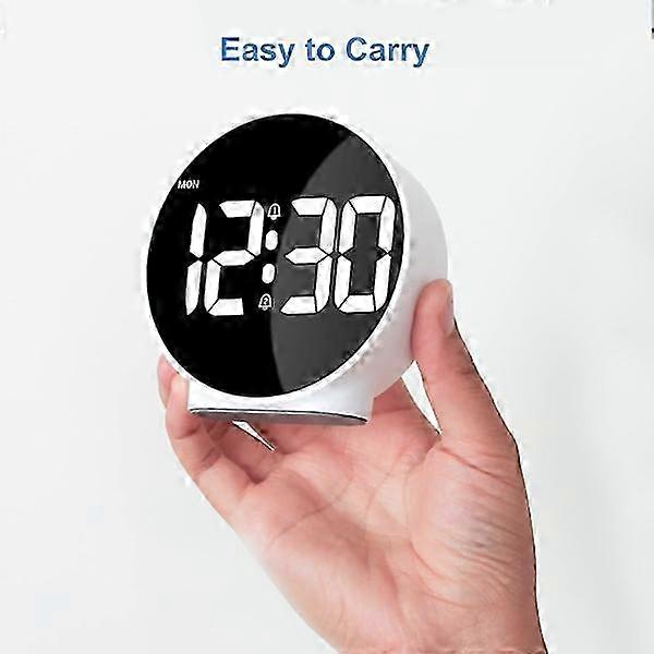 LED alarm clock, illuminated alarm clock with weekday display, snooze function, 4 adjustable brightness levels, 2 alarms, battery-powered digital cloc