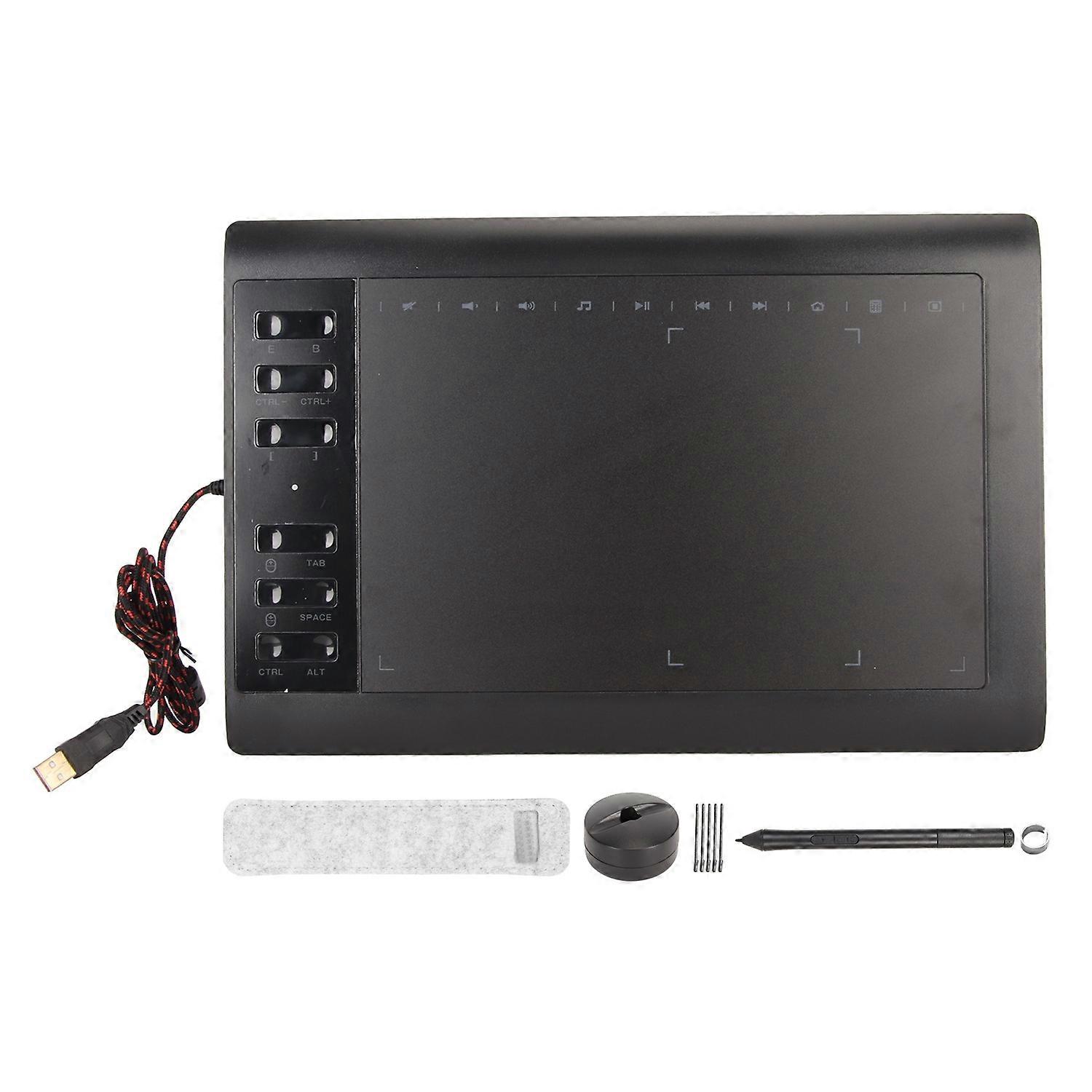 Graphics Drawing Tablet 8192 Levels Pressure 233PPS 5080LPI Shortcut Keys Digital Art Tablet for Pho