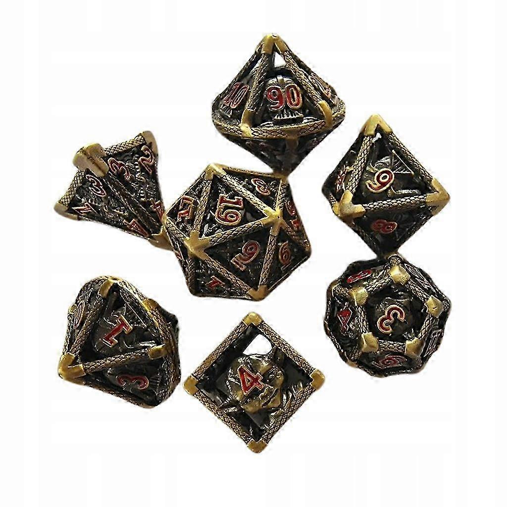 7x Hollow Polyhedral Dice Set Role Playing Games For Board Dark Bronze