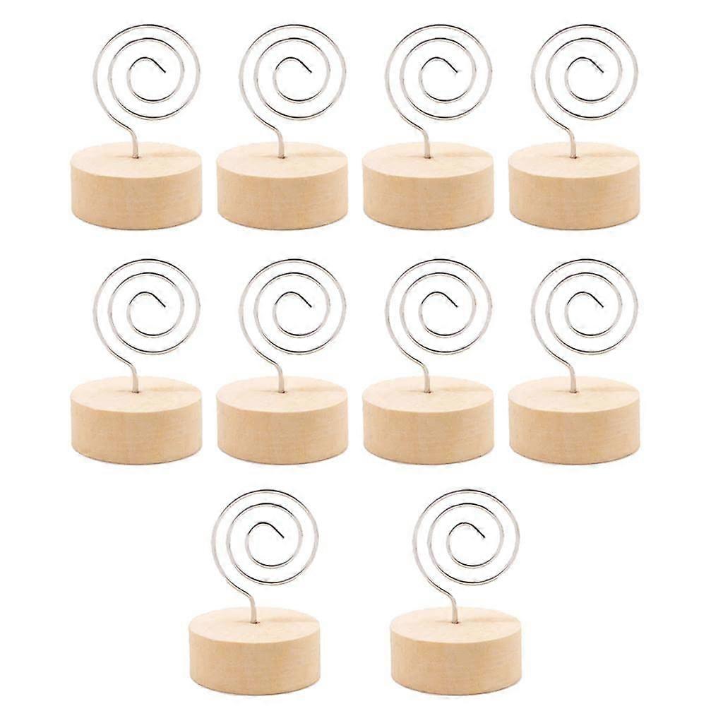 Wooden Place Card Holders Set of 10 with Round Base for Wedding Table Name Cards 5.5x3.9x3.9cm