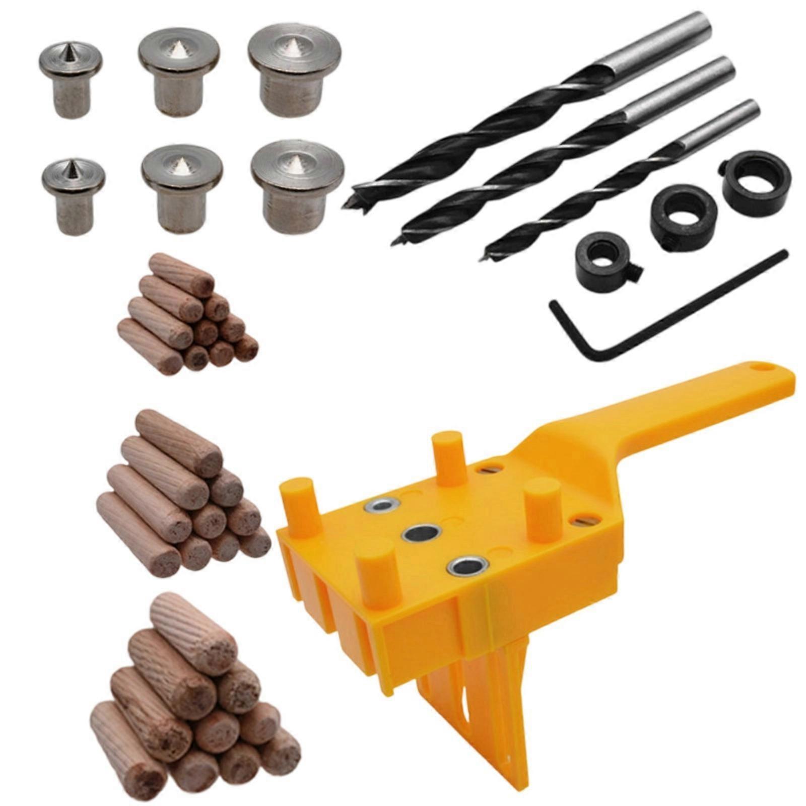 Complete 44 Piece Hole Template Alignment Tool Set Suitable For Woodworking Includes Plastic Jigs And Drill Components  Yellow