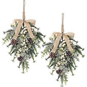 2er-Set Weihnachtsblumen-Dekorationen, 48 cm künstliche Beeren für Haustür/Kamin für die Feiertage