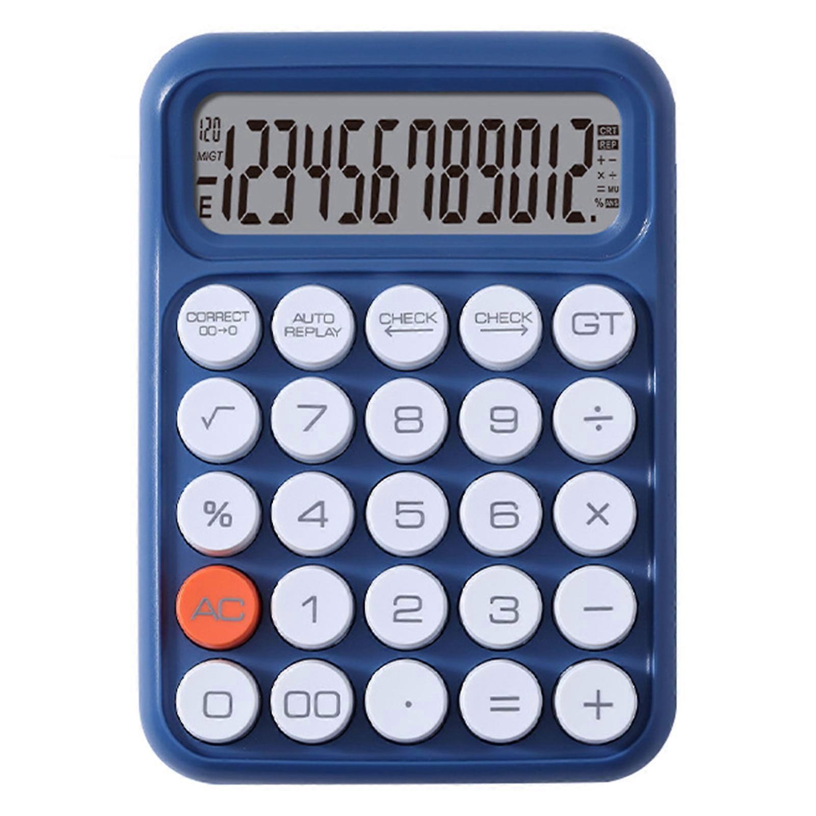Hariumiu 12-Digit LCD Calculator with ABS Plastic, Mechanical Switch, Retro Round Design, Lightweight & Comfortable Operation