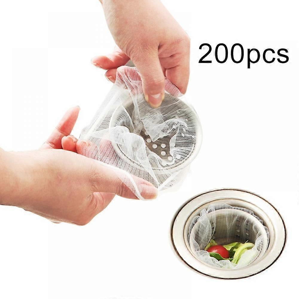 200pcs Kitchen Sink Trash Mesh Bag Isolation Clogging Preent Bathroom Shower Drain Residue Collector Sink Strainer Filter Net Bag Disposable