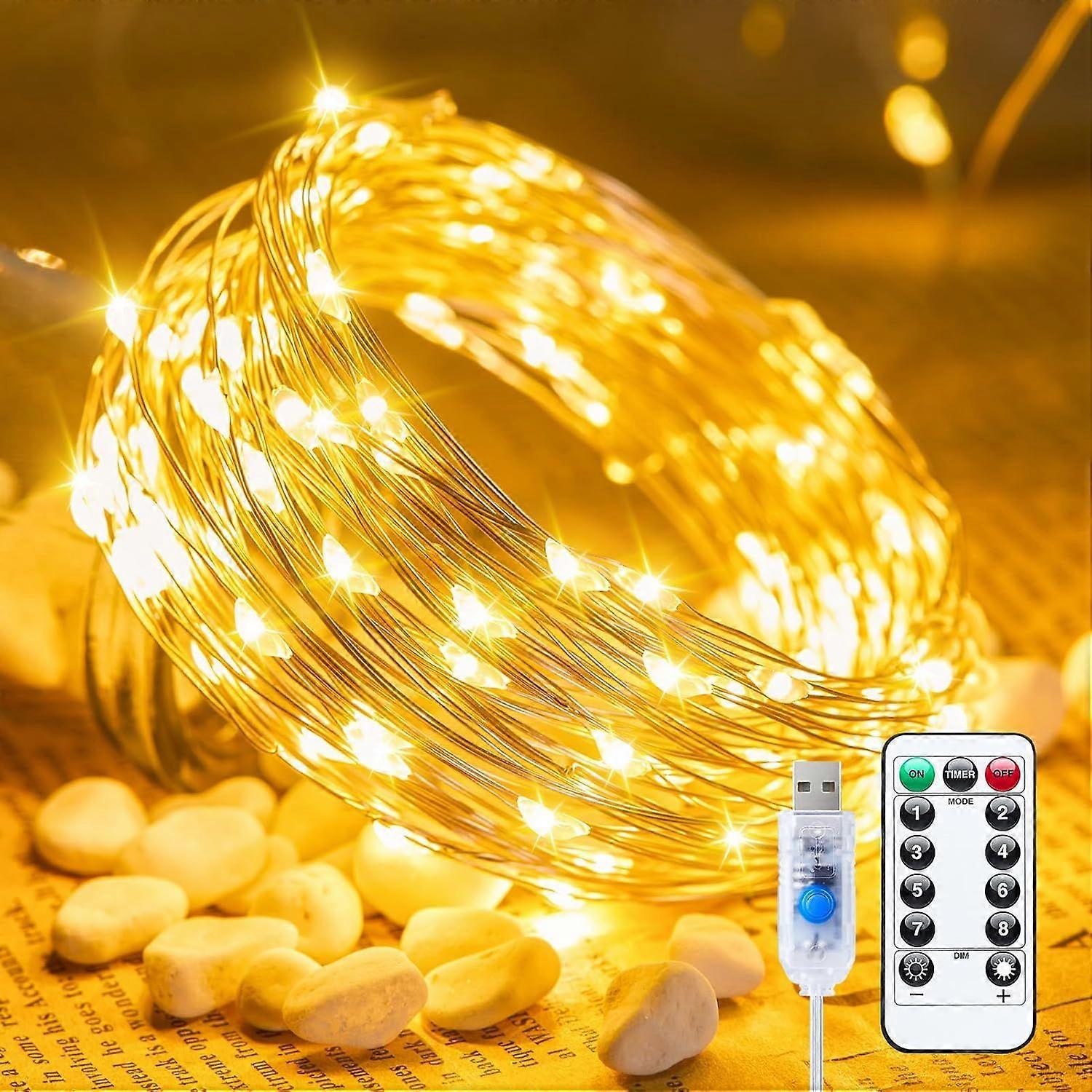 Twinkle Fairy Lights, 33 ft 100 LED USB Plug in String Lights with Remote and Timer, Waterproof 8 Modes for Bedroom Indoor Wreath DIY Party Wedding Ch