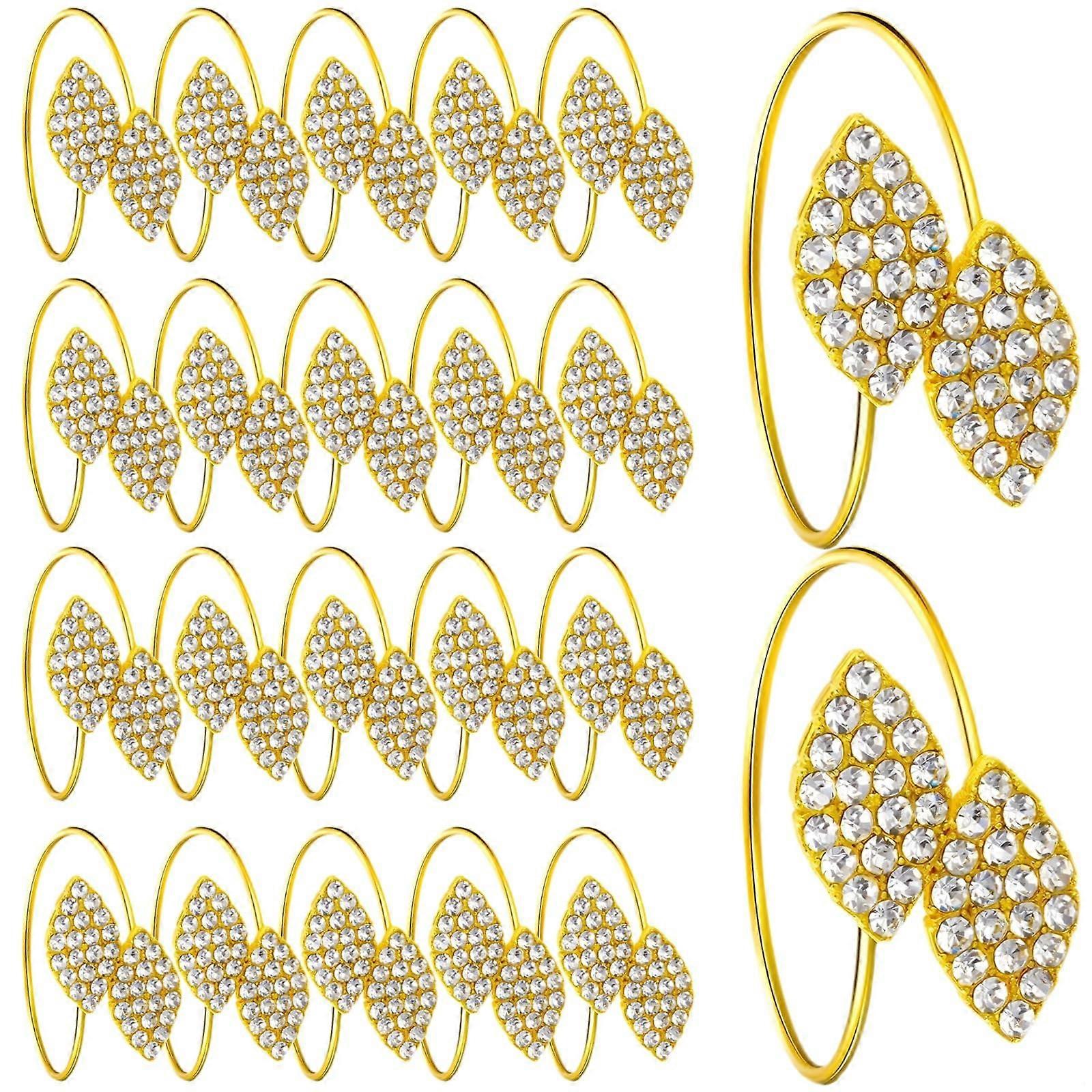 Leaf Napkin Rings Set of 100 Elegant Double Leaf Zinc Alloy with Sparkling Inlays for Weddings and Parties